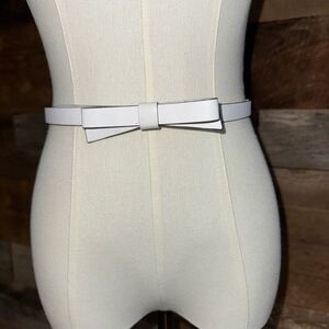 Kate Spade White Leather Bow Belt Minimalist Chic sz S